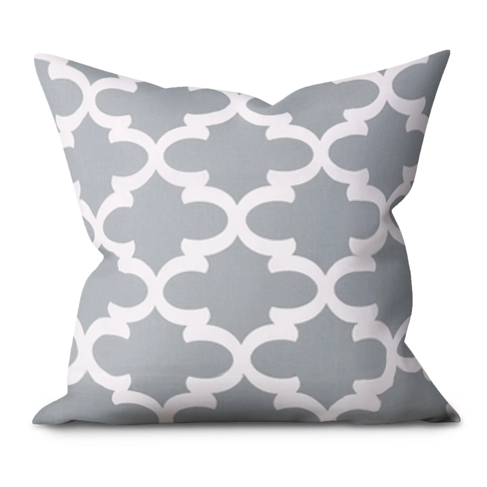 Fynn Cool Grey Cotton Throw Pillow Cover