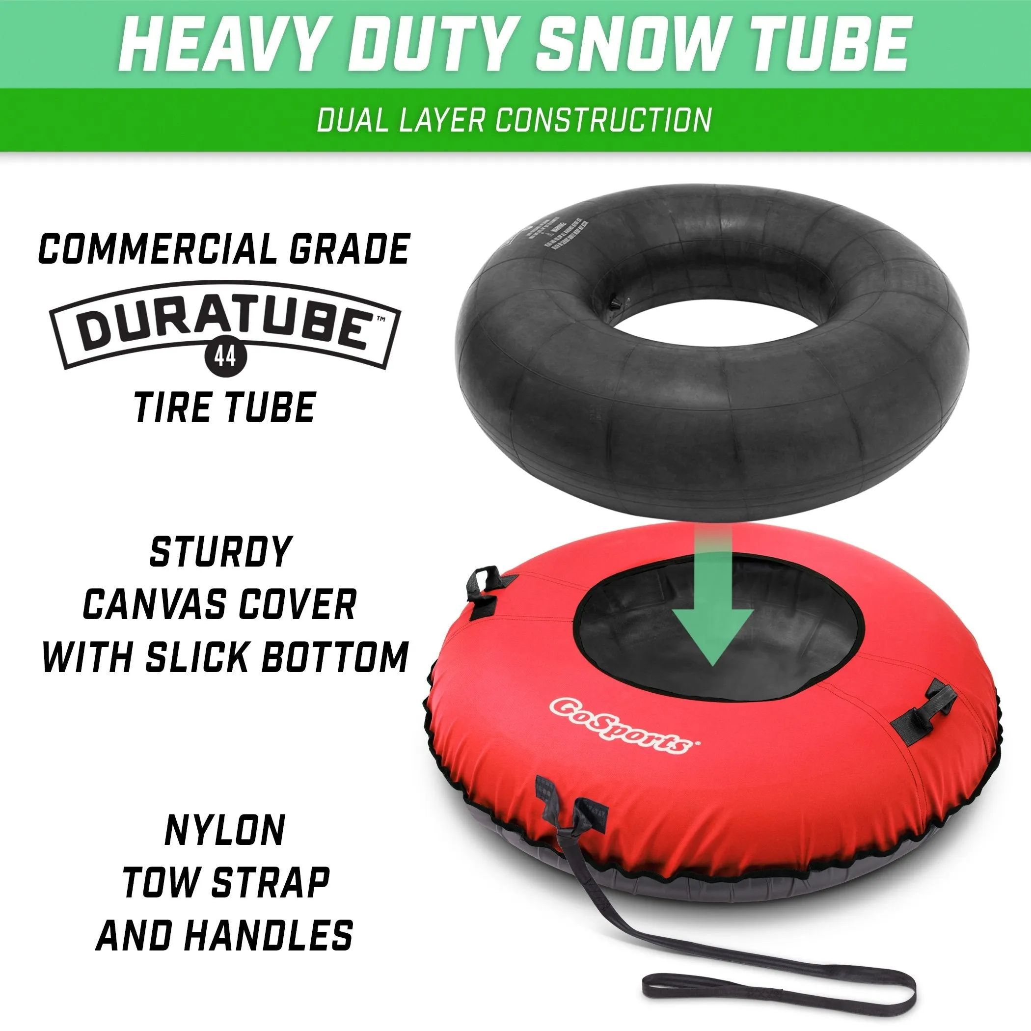 GoSports 44 Inch Heavy-Duty Winter Snow Tube - Red