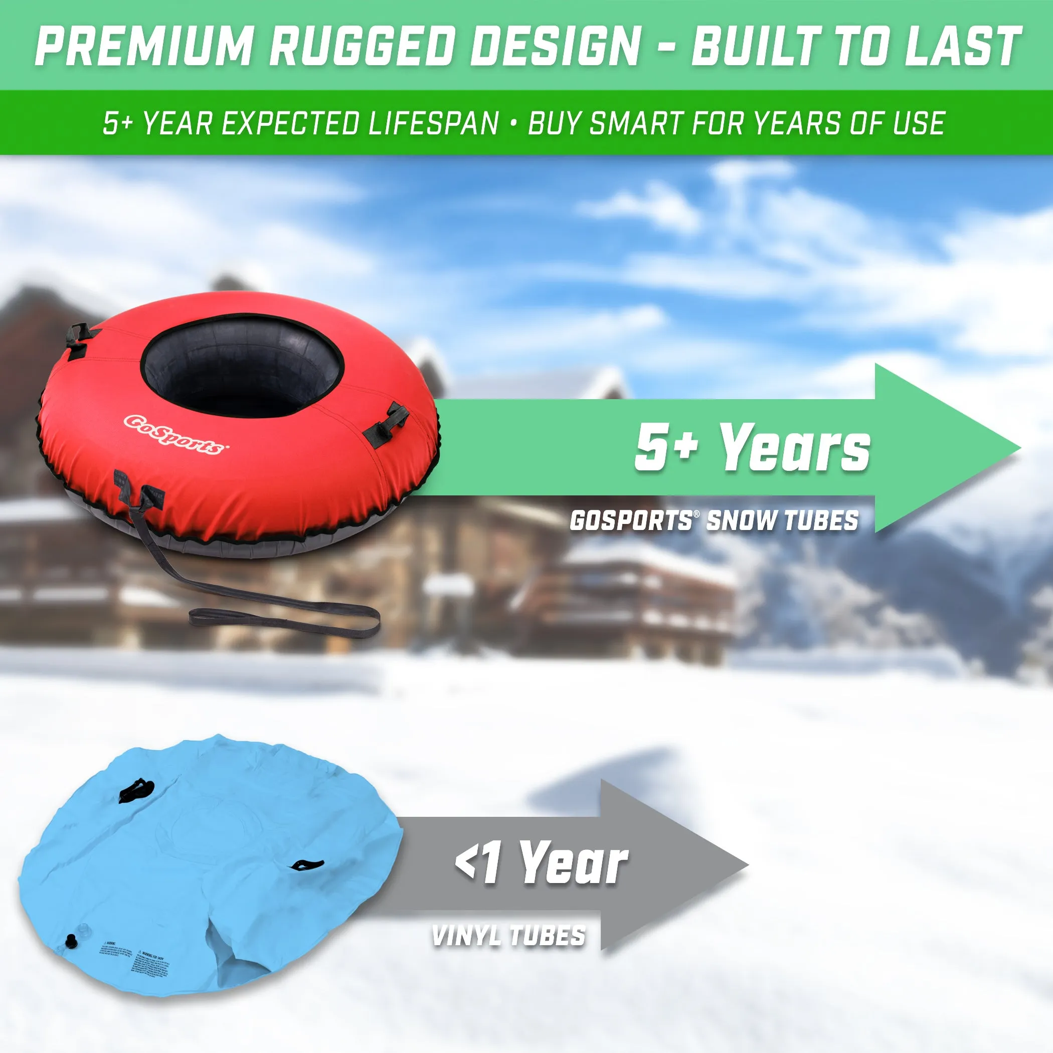 GoSports 44 Inch Heavy-Duty Winter Snow Tube - Red
