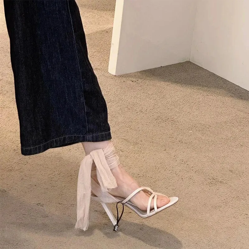 Hnzxzm Bohemian Style Summer Women Sandals Fashion Ankle Lace Up Pumps Ladies Outdoor Party Dress High Heel Sandalias