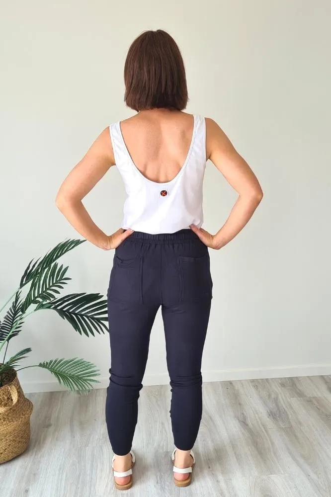 Moke Violet Pants Navy