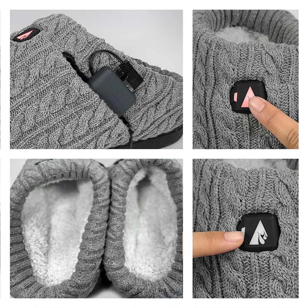 Open Box ActionHeat 5V Battery Heated Cable Knit Slippers