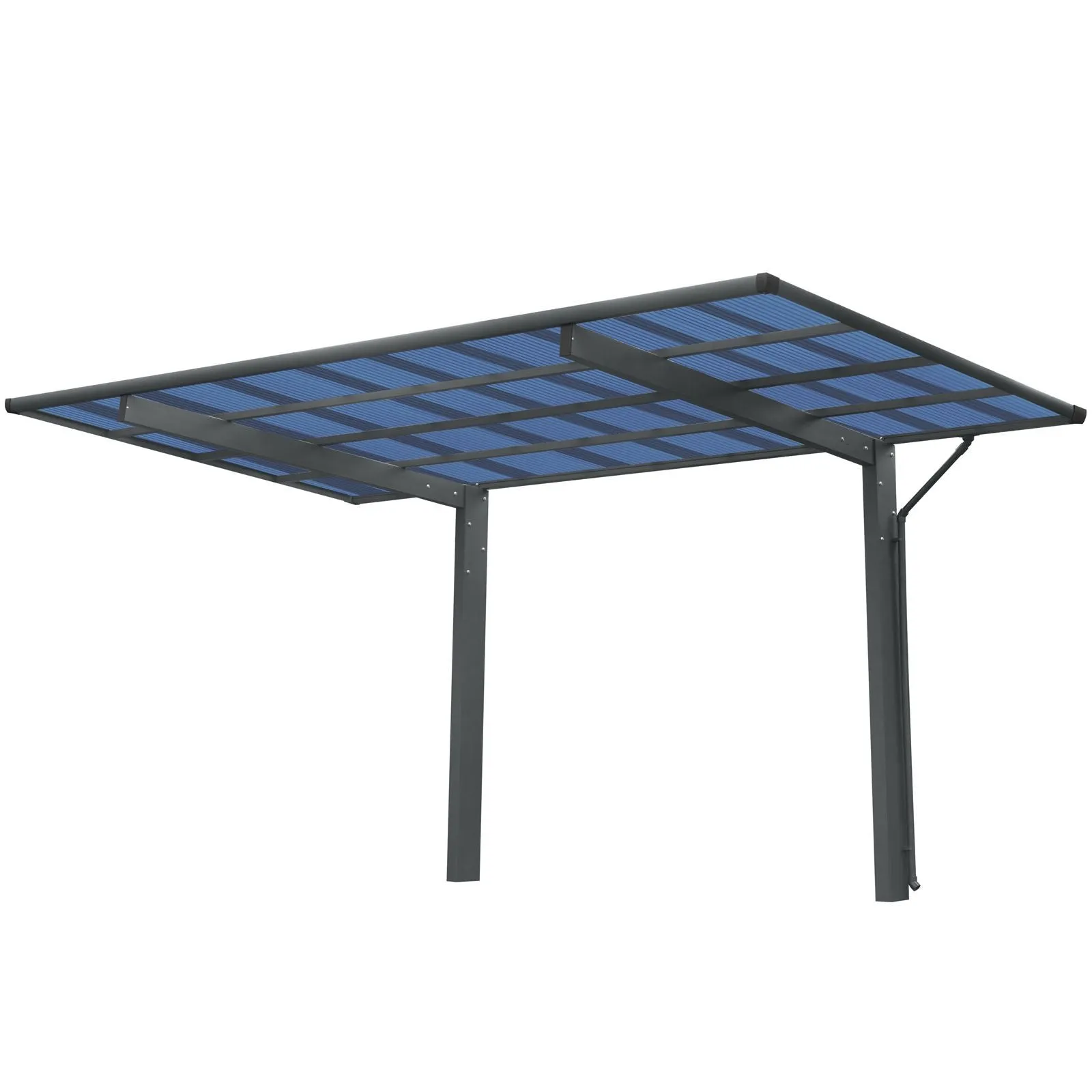 Outdoor Carport, 17.44FT*9FT*11FT Single Carport Aluminum Metal