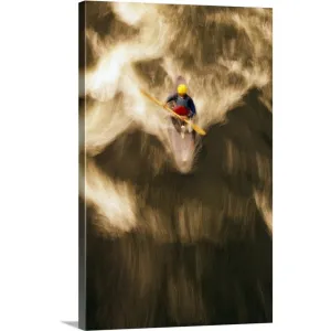 "Birds-eye view of kayaker on Androscoggin River, blurred motion, New Hampshire" Canvas Wall Art