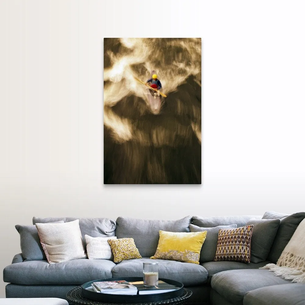 "Birds-eye view of kayaker on Androscoggin River, blurred motion, New Hampshire" Canvas Wall Art