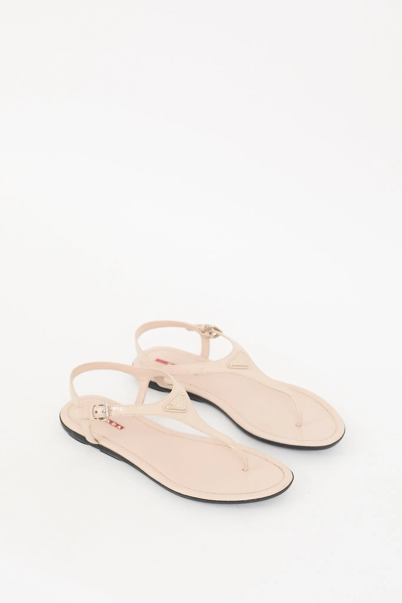 Sport Beige Patent Logo Sandal