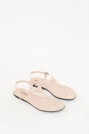 Sport Beige Patent Logo Sandal